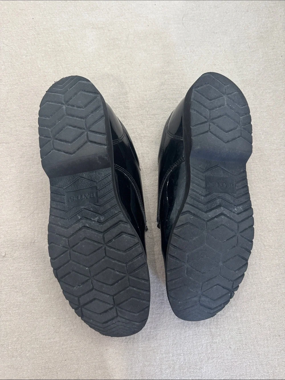 Bates Black Patent Leather Derby Shoes